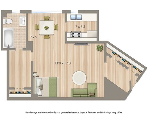 2800 woodley studio apartment floor plan rendering